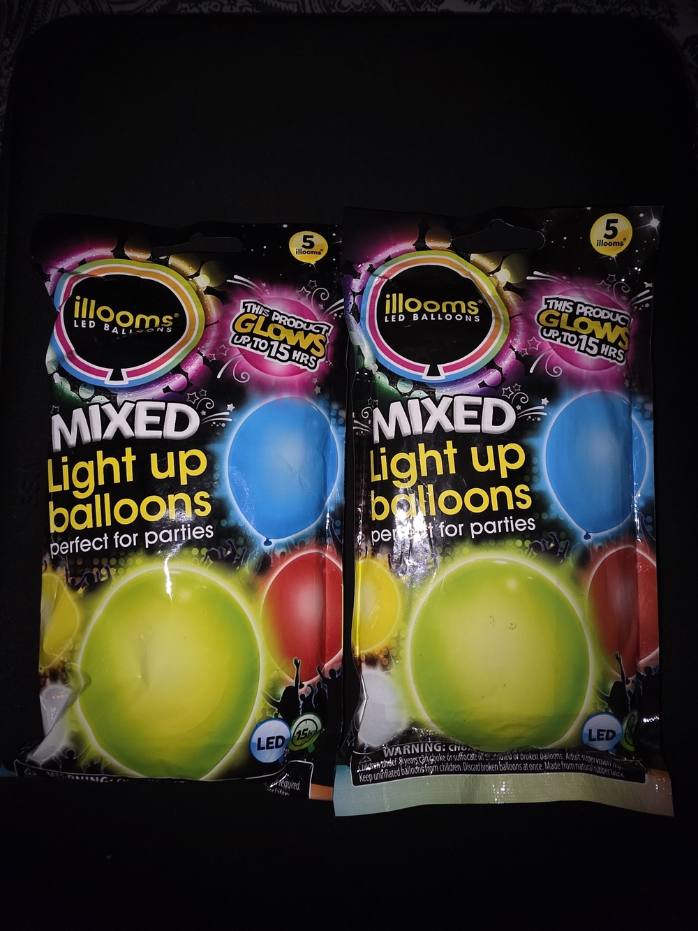 Mixed Light Up Balloons - Blue, Green, Red, Yellow